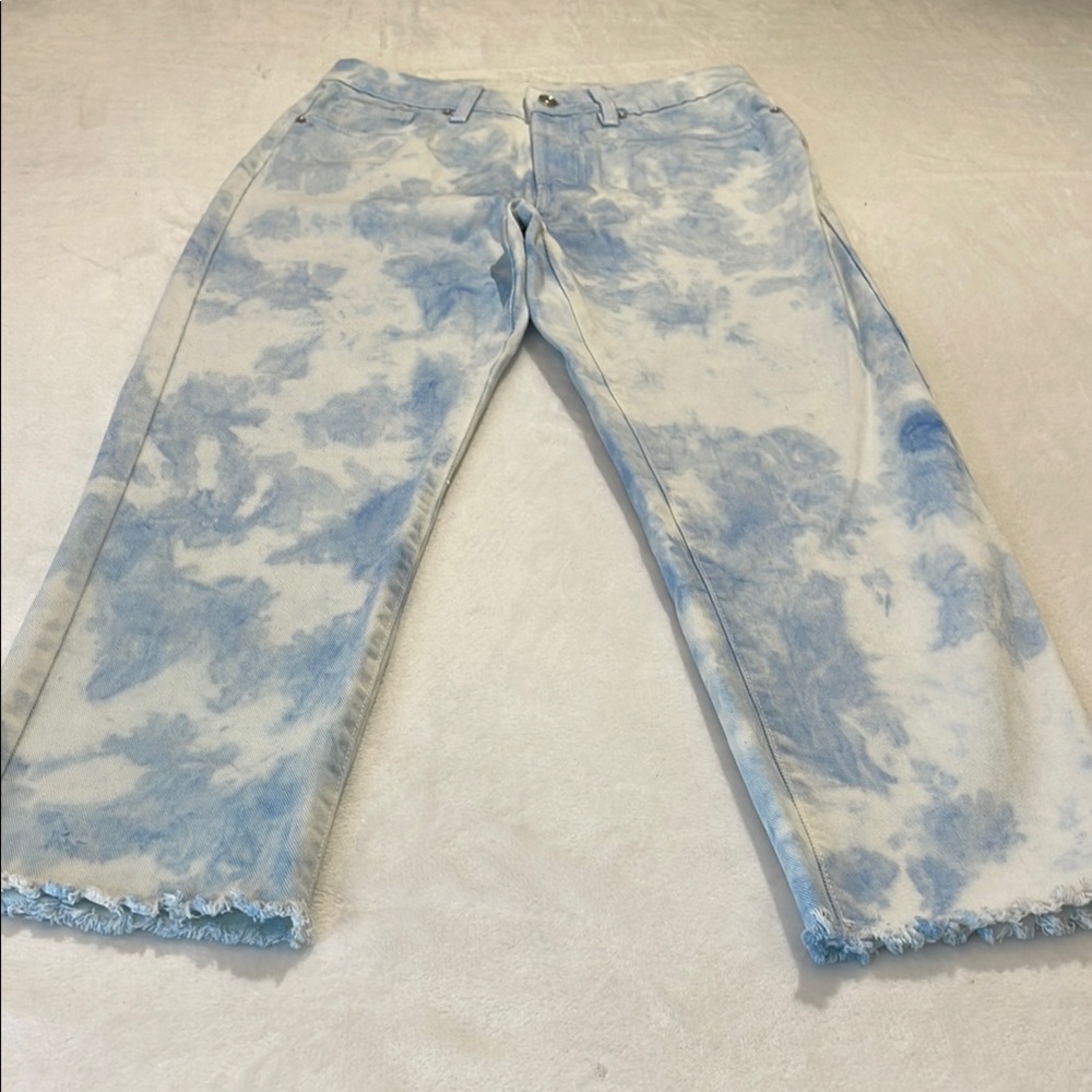 WET SEAL WOMENS SIZE 9 Blue Tie-Dye Frayed Hem Jeans
